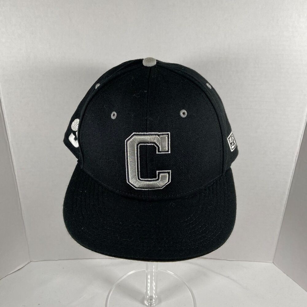 The Game Pro C Logo Hat 7 3/8 Black Silver Fitted Baseball Cap Big Ten